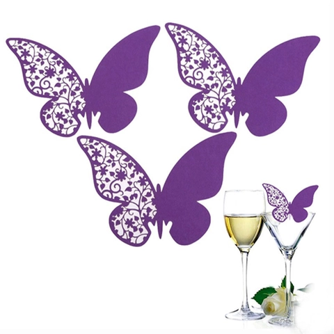 3D Laser Cut Hollow Butterfly Glass Cup Card Place Card For Wedding Banquet Birthday Party Decoration Table Accents Gift