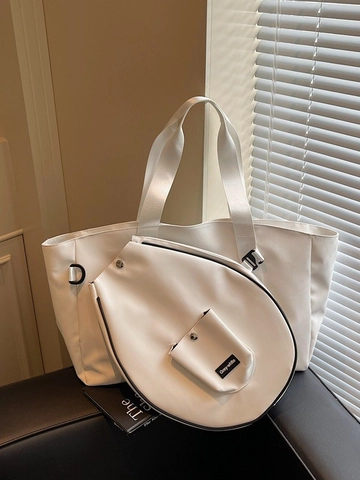 Große Kapazität Damen Sport Tote Bag Set Mit Badmintonschläger Tasche Modern Falten Design Schulter Unterarmtasche