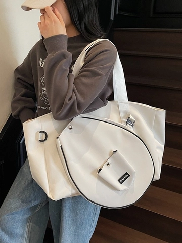 Große Kapazität Damen Sport Tote Bag Set Mit Badmintonschläger Tasche Modern Falten Design Schulter Unterarmtasche
