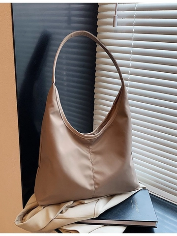 Bolso de Hombro Hobo de Cuero PU de Gran Capacidad para Mujer Costuras de Color Sólido Minimalistas Bolso de Axila Retro