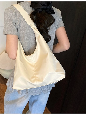 Bolso de Hombro Hobo de Cuero PU de Gran Capacidad para Mujer Costuras de Color Sólido Minimalistas Bolso de Axila Retro