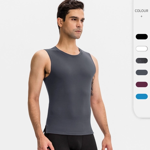 Men Slim Fit Sports Tank Top High Elastic Quick Dry Muscle Vest Sleeveless Gym Workout Running Training Undershirt