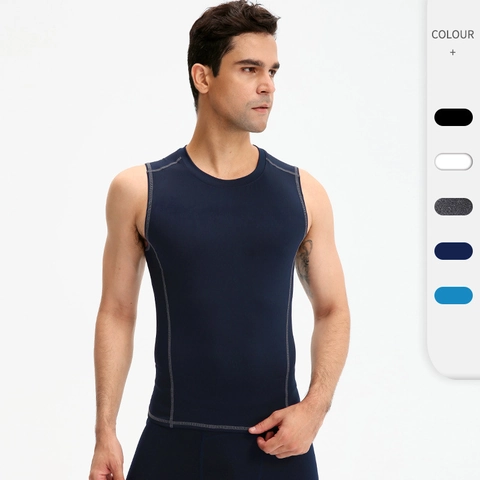 Canotta Sportiva Fitness da Uomo ad Asciugatura Rapida Canotta a Compressione Senza Maniche per Corsa Allenamento Dorso a Vogatore