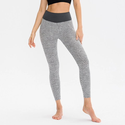 Women High Waist Honeycomb Yoga Pants Scrunch Butt Lifting Textured Workout Leggings Tummy Control Gym Fitness Tights