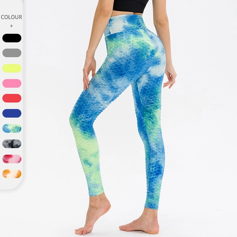 Women High Waist Honeycomb Yoga Pants Butt Lifting Quick Dry Workout Leggings Textured Bubble Fitness Tights Leggings