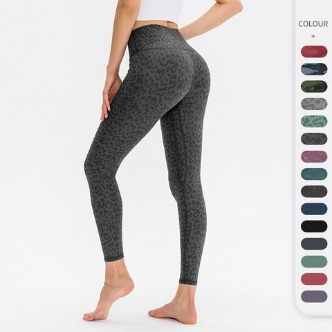 Women High Waist Yoga Pants Leopard Camouflage Print Tummy Control Lifting Workout Leggings Running Sports Bottom