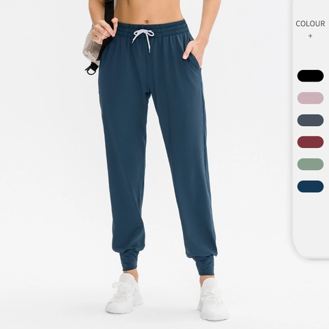 Women High Waist Jogger Pants With Pockets Drawstring Athletic Sweatpants For Running Yoga Fitness Casual Loose Cuffed Trousers