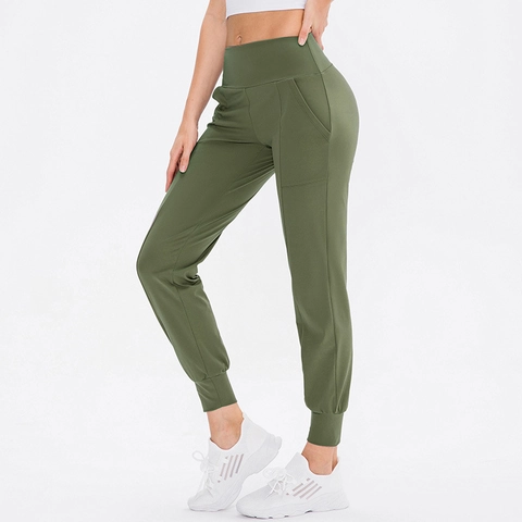 Damen High Waist Yoga Jogger Locker Sitzende Sporthose Mit Taschen Einfarbig Atmungsaktiv Fitness Training Gym Hose