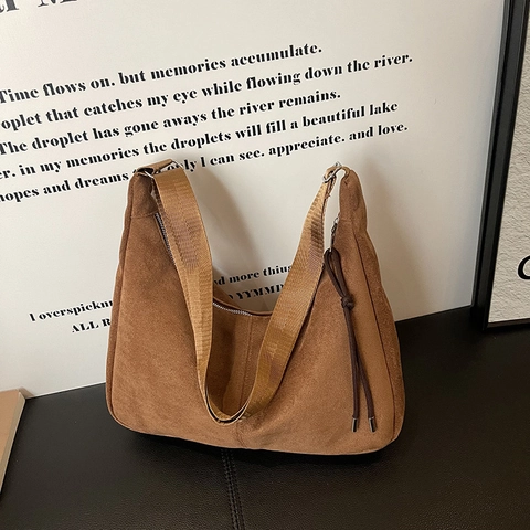 Einfache Hobo Umhängetasche Für Damen Mit Großer Kapazität Wildlederoptik PU Leder Tote Mit Quaste Für Den Alltag