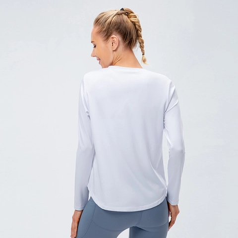 Maglietta da Yoga Donna Manica Lunga Vestibilità Comoda Asciugatura Rapida Traspirante Scollo a V Sportiva Workout Running Fitness Palestra
