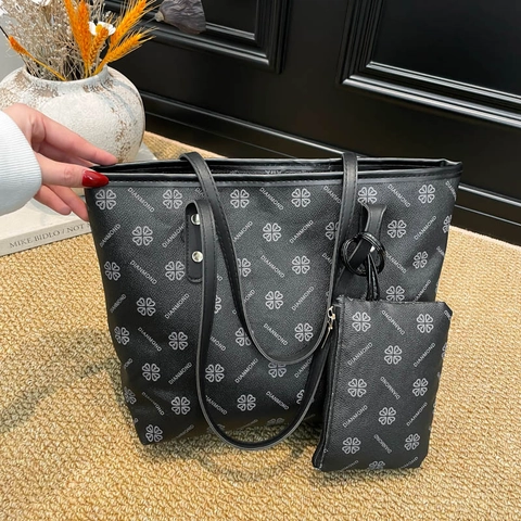 Vintage Print Tote Bag Mit Großer Kapazität Und Kleiner Tasche PU Leder Pendler Handtasche Urban Mode Schultertasche