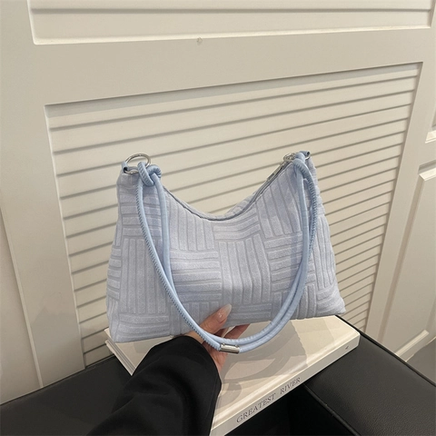 Women Corduroy Embossed Jacquard Shoulder Bag Urban Simple Large Capacity Underarm Bag Winter Fashion Pillow Hobo Bag