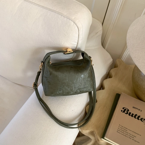 Retro Minimalistisch PU Leder Rippenstruktur Umhängetasche Für Damen Mode Crossbody Achseltasche Mit Metallschloss Täglich Handtasche
