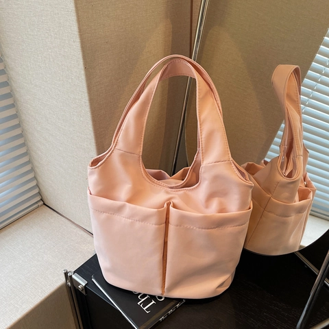 Minimalistische Canvas Schulter Tote Tasche Für Damen Große Kapazität Handtasche Mit Doppelten Fronttaschen Urban Casual Tasche