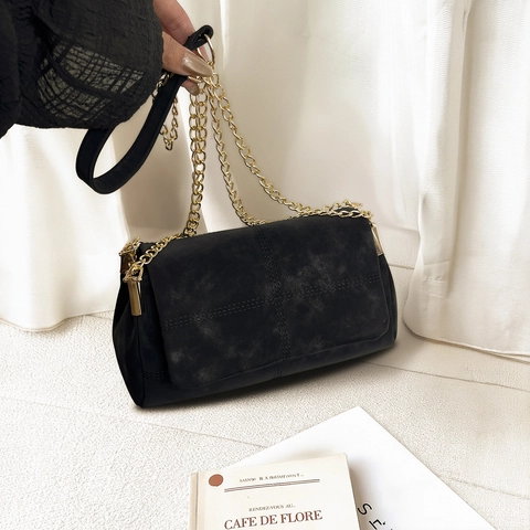 Borsa a Spalla da Donna Vintage in Pelle Scamosciata PU Con Catena Borsa a Tracolla Grande Capacità per Pendolarismo