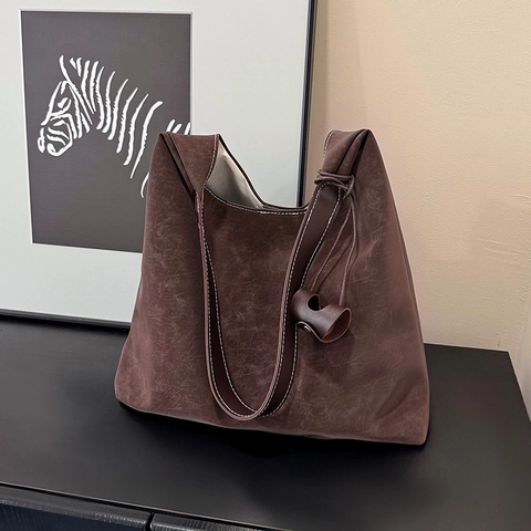 Borsa a Spalla da Donna in Camoscio Vintage Grande Capacità Tote Minimalista Urban Retro Hobo Borsa per Pendolarismo Quotidiano Donna
