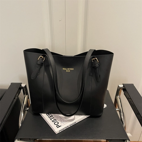Sac Cabas Femme Rétro Bloc de Couleur Grande Capacité Urbain Minimaliste en Cuir PU Sac à Épaule pour Trajet Sac à Main