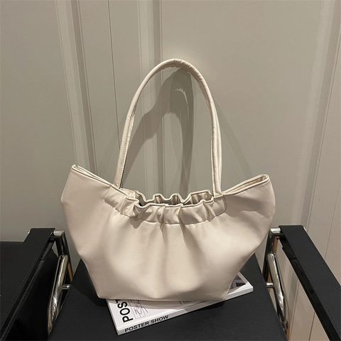 Vintage Plissee PU Leder Umhängetasche Für Damen Große Kapazität Cloud Tote Bag Mode Einfach Unterarmtasche Pendeln Geschenk