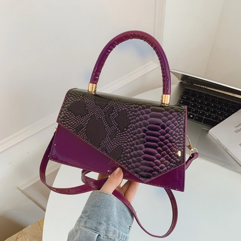 Mode Femmes Cuir PU Texture Serpent Sac à Épaule Minimaliste Poignée Métallique Sac Bandoulière Décontracté Chic Tote