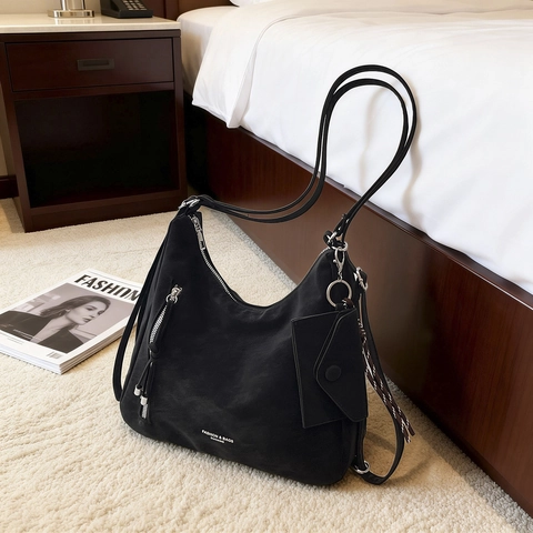 Sac à Bandoulière Vintage en Similicuir Sac Tote Grande Capacité pour Femmes Avec Petite Pochette Casual Hobo Sac à Main