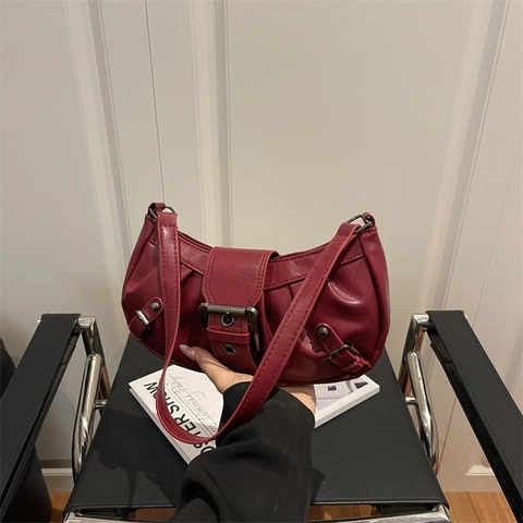 Borsa a Spalla Sottobraccio Retrò Minimalista Francese per Donna Grande Capacità in Pelle PU Pieghe Moda Hobo Bag Con Fibbia in Metallo
