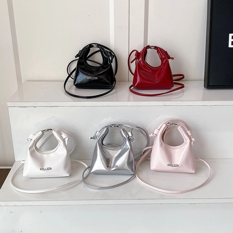 Borsa a Tracolla Mini da Donna in Pelle PU Lucida Borsa a Tracolla Con Manico Circolare Elegante Borsa a Mano Piccola Quadrata