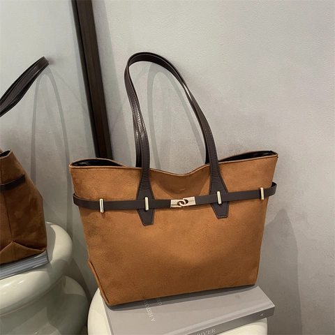 Sac Fourre-tout Vintage Imprimé Léopard Grande Capacité Sac à Épaule en Suédine pour Femmes Sac Quotidien Minimaliste Navette