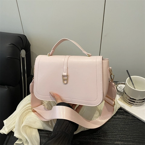 Elegante Borsa a Spalla in Pelle PU per Donna Moda Tracolla Larga Borsa a Tracolla Quadrata Minimalista Urbana Tinta Unita