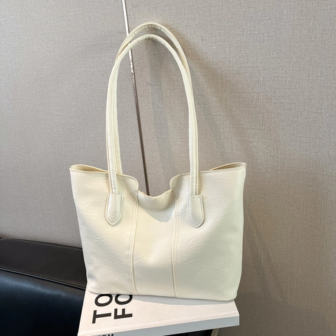 Borsa Tote da Donna Minimalista in Pelle PU di Grande Capacità Borsa a Tracolla alla Moda con Ciondolo in Peluche a Forma di Coniglio