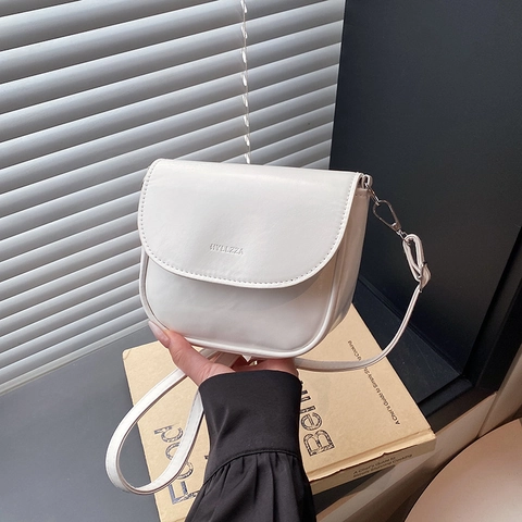 Damen Urban Minimalismus PU Leder Umhängetasche Glänzend Klappdeckel Kleine Quadratische Tasche Große Kapazität Satteltasche