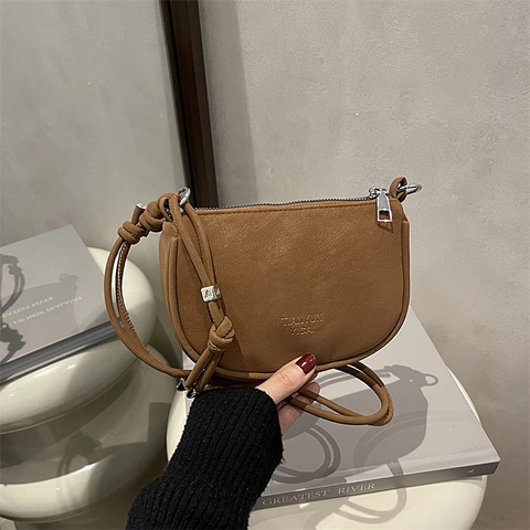 Borsa a Tracolla Vintage in Pelle PU Smerigliata per Donna Elegante Borsa a Spalla a Sella Con Tracolla Regolabile Minimalista