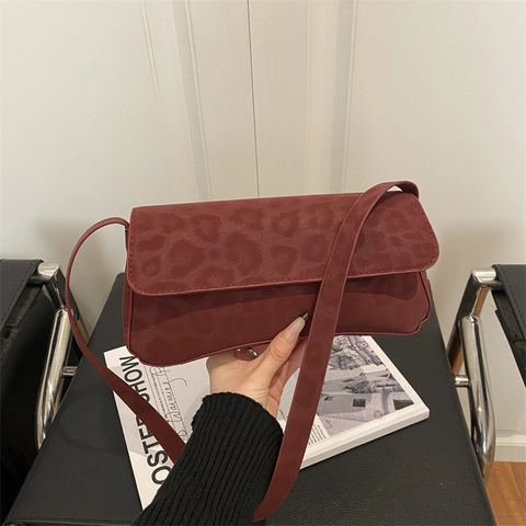 Women Vintage Leopard Print PU Leather Shoulder Bag Fashion Underarm Bag Casual Crossbody Small Square Bag Handbag Daily