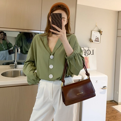 Bolso de Hombro de Cuero PU Minimalista para Mujer Moda Correa de Nudo Solapa Bolso Cruzado Cuadrado Pequeño Color Sólido