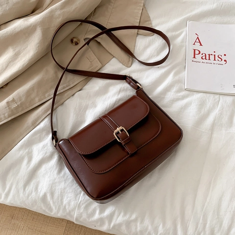 Borsa a Tracolla in Pelle PU Semplice Retro da Donna Borsa a Spalla Quadrata alla Moda Con Fibbia Magnetica Borsa Piccola da Ufficio Quotidiana