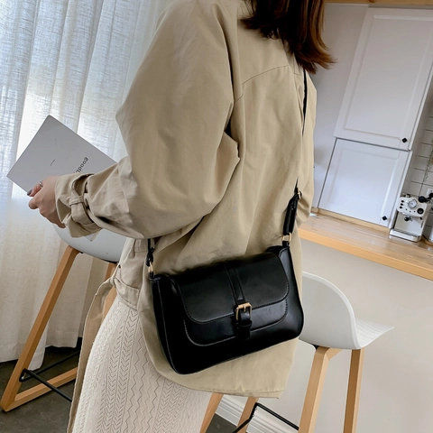 Borsa a Tracolla in Pelle PU Semplice Retro da Donna Borsa a Spalla Quadrata alla Moda Con Fibbia Magnetica Borsa Piccola da Ufficio Quotidiana