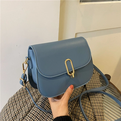 Borsa a Spalla Vintage da Donna in Pelle PU Tinta Unita Borsa a Tracolla Semplice alla Moda Borsa Quadrata Piccola con Chiusura