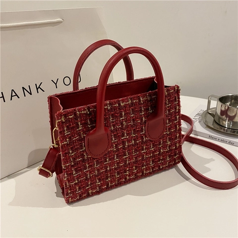 Petit Sac à Bandoulière Carré Style Coréen Mode Pour Femmes Tendance Texture Plaid Sac à Main Élégant Sac Bandoulière Versatile