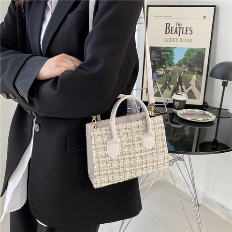 Petit Sac à Bandoulière Carré Style Coréen Mode Pour Femmes Tendance Texture Plaid Sac à Main Élégant Sac Bandoulière Versatile