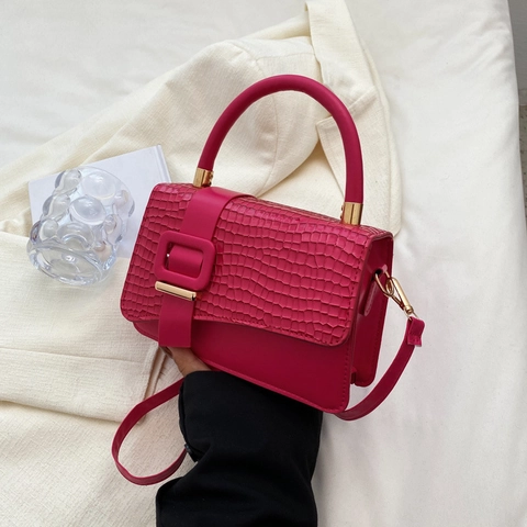 Damen Mode Krokodil Muster PU Leder Kleine Quadratische Tasche Vintage Unterarm Schulter Crossbody Handtasche Mit Griff
