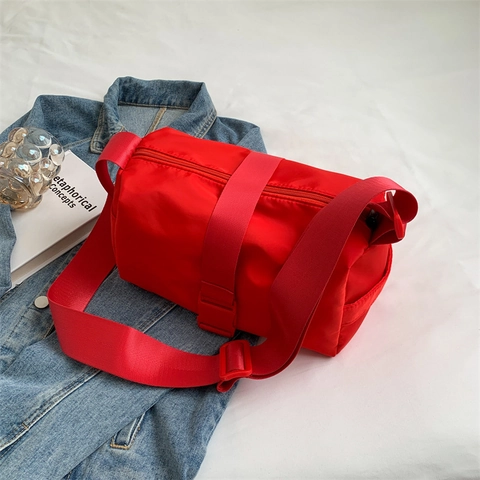 Borsa a Spalla da Donna in Nylon Grande Capacità Tinta Unita Casual Borsa a Tracolla Tote Moda Streetwear Cinturino Regolabile