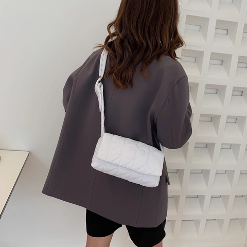 Borsa a Spalla Trapuntata alla Moda Coreana da Donna Borsa a Tracolla Puffer Donna Elegante Cucitura a Graticcio in Pelle PU Borsa a Mano Quotidiana