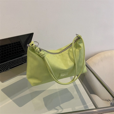 Borsa Sottobraccio in Pelle PU Goffrata a Scacchi Minimalista per Donna Borsa a Spalla con Nodo alla Moda Borsa a Mano Quadrata Casual Retrò