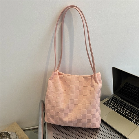 Dames Schaakbordpatroon Nylon Tote Bag Mode Koreaanse Stijl Grote Capaciteit Schoudertas Casual Dagelijks Woon-werkverkeer Handtas