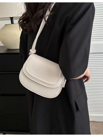 Borsa a Spalla Donna in Pelle PU Vintage Borsa a Tracolla a Sella Piccola Retro Con Tracolla a Nodo Borsa Sottobraccio Minimalista