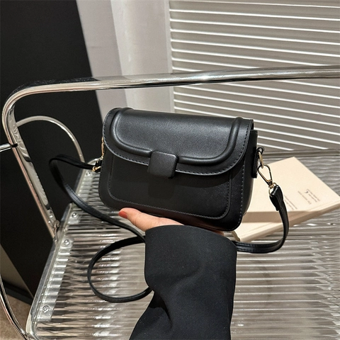 Bolso de Hombro Cuadrado de Cuero PU Minimalista para Mujer Moda Vintage Color Sólido Bolso Bandolera Retro Simple Bolso Cuadrado