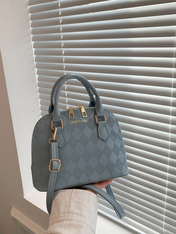 Borsa da Donna alla Moda Trapuntata a Grata in Pelle Sintetica a Conchiglia a Mano a Tracolla Con Manico e Cerniera