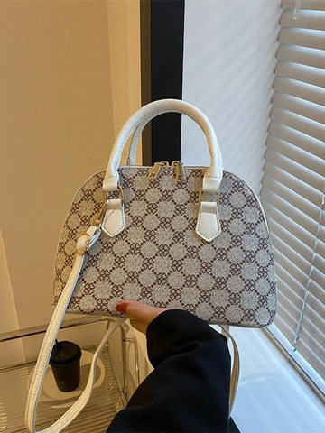Borsa a Conchiglia in Pelle PU Con Motivo a Quadrifoglio Vintage Per Donna Borsa a Tracolla Portatile Casual Quotidiana