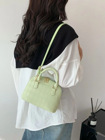Borsa da Donna alla Moda Trapuntata a Grata in Pelle Sintetica a Conchiglia a Mano a Tracolla Con Manico e Cerniera