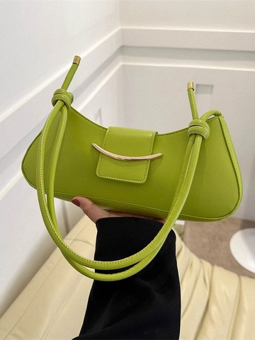 Sac à Épaule Axillaire en Cuir PU pour Femmes Avec Boucle Dorée Sac à Main Urbain Simple pour les Déplacements Quotidiens
