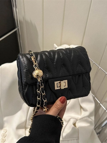 Fashion Women Quilted Shoulder Bag PU Leather Chain Strap Small Square Messenger Bag With Golden Ball Chic Crossbody Handbag